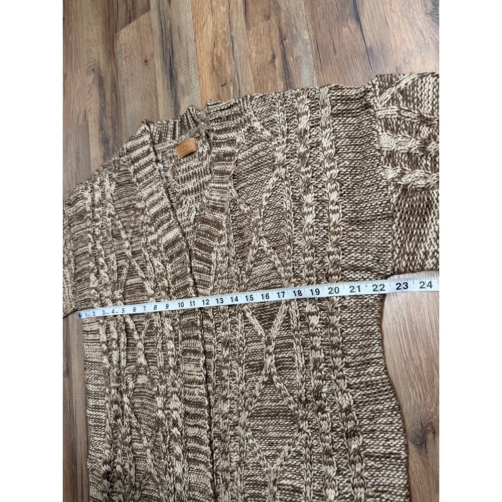 NEW POL Cable Knit Cardigan Oversized Chunky Marled Brown Open Front Sweater - Picture 8 of 9